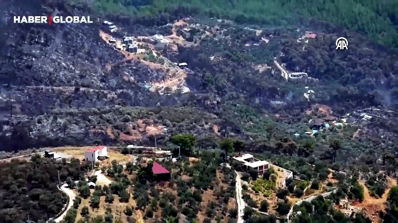 Fethiye'de yanan alanlar havadan görüntülendi