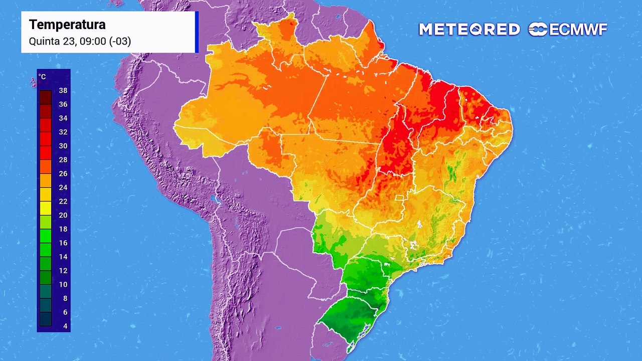 Quinta-feira, 23 de julho: Previsão de temperatura do ar