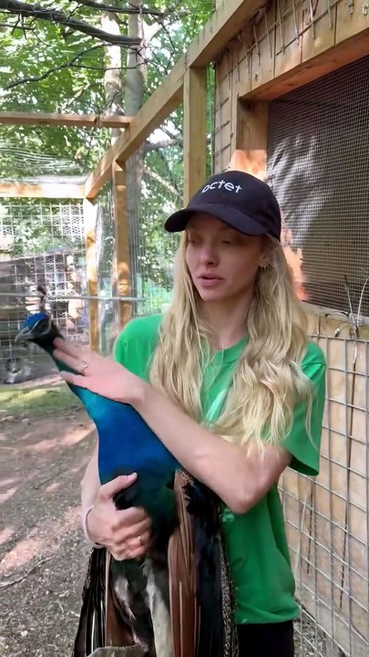 Amanda Seyfried partage une vidéo où elle s'amuse avec l'un de ses paons