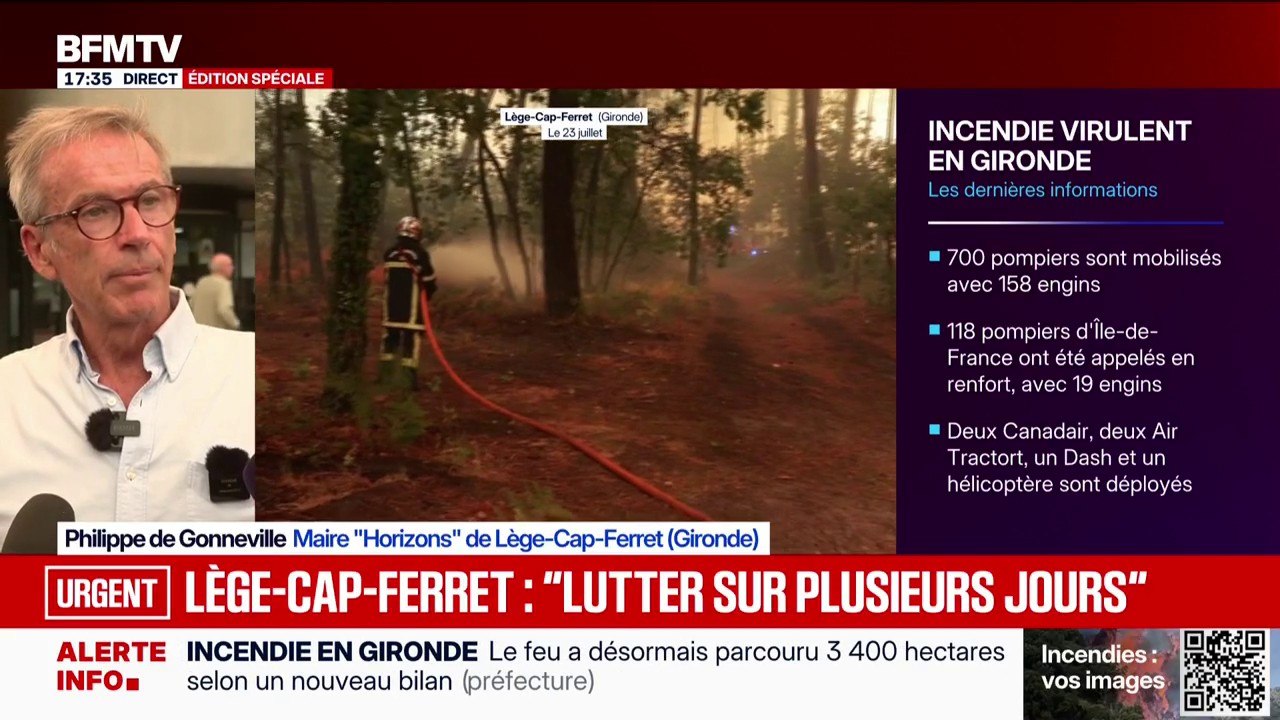 Gironde: Philippe de Gonneville, maire de Lège-Cap-Ferret, évoque un "incendie hors-norme"