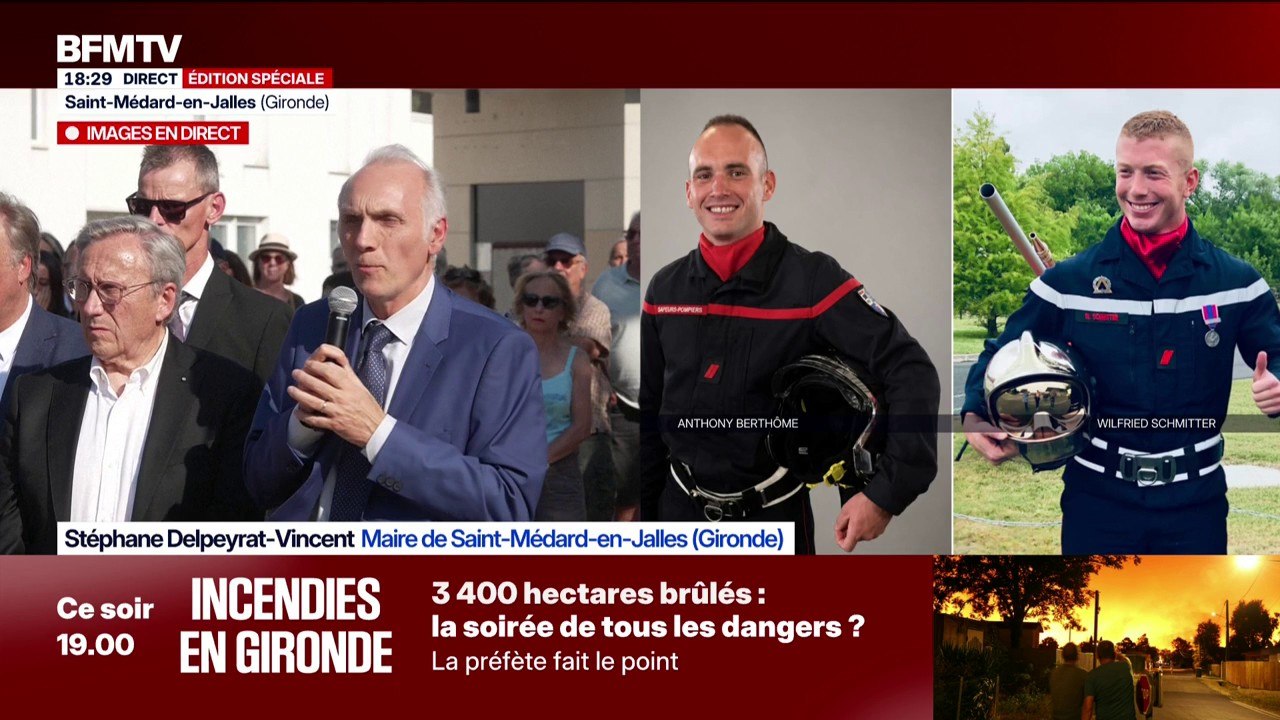 Incendies en Gironde: le maire de Saint-Médard-en-Jalles rend hommage aux deux pompiers décédés à Mérignac