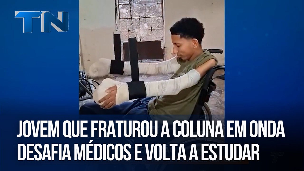 Jovem que fraturou a coluna em onda desafia médicos e volta a estudar