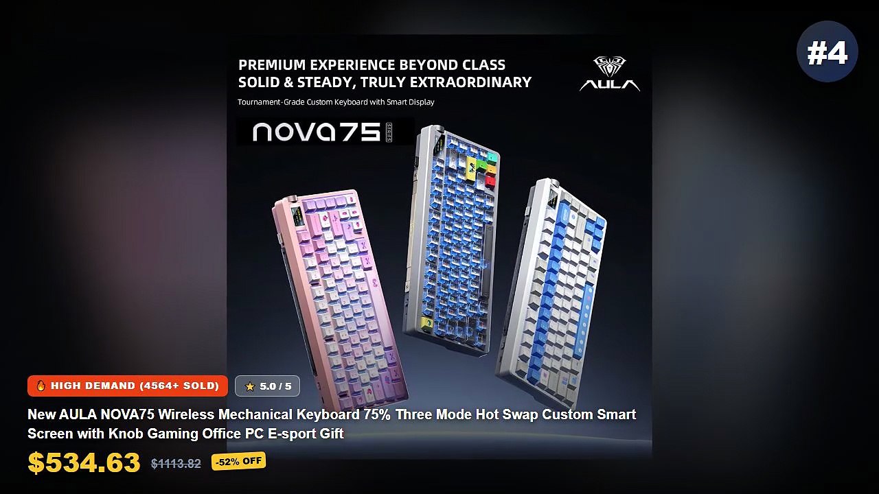 Best Smart Mechanical Keyboard on AliExpress | Review - AULA NOVA75 Wireless Mechanical Keyboard 75% Keycaps Three Mode ...