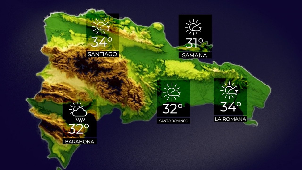 Pronóstico del tiempo en República Dominicana del resto de hoy jueves y de mañana viernes