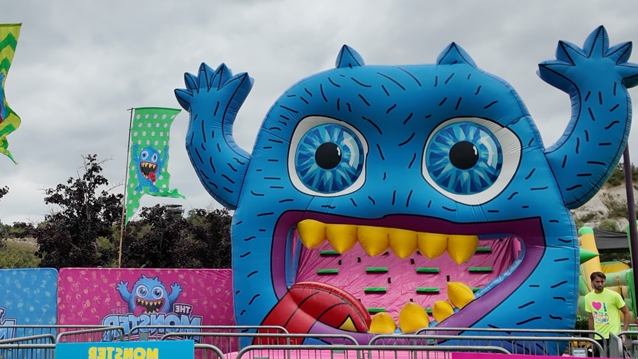 We try one of the world's longest inflatable assault courses