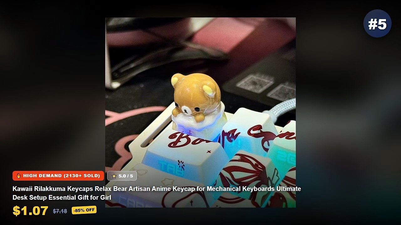 Amazing Mechanical Keyboard Essentials You Need To See - Kawaii Rilakkuma Keycaps Relax Bear Artisan Anime Keycap for Me...