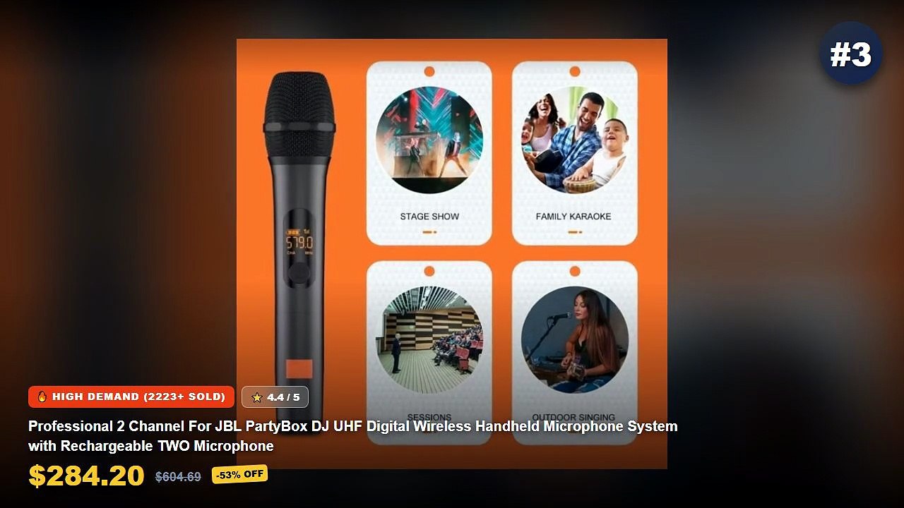Rechargeable Microphone: Top 5 Best Sellers - Wireless Microphone M23 UHF 2 Channel Karaoke System With Rechargeable Rec...