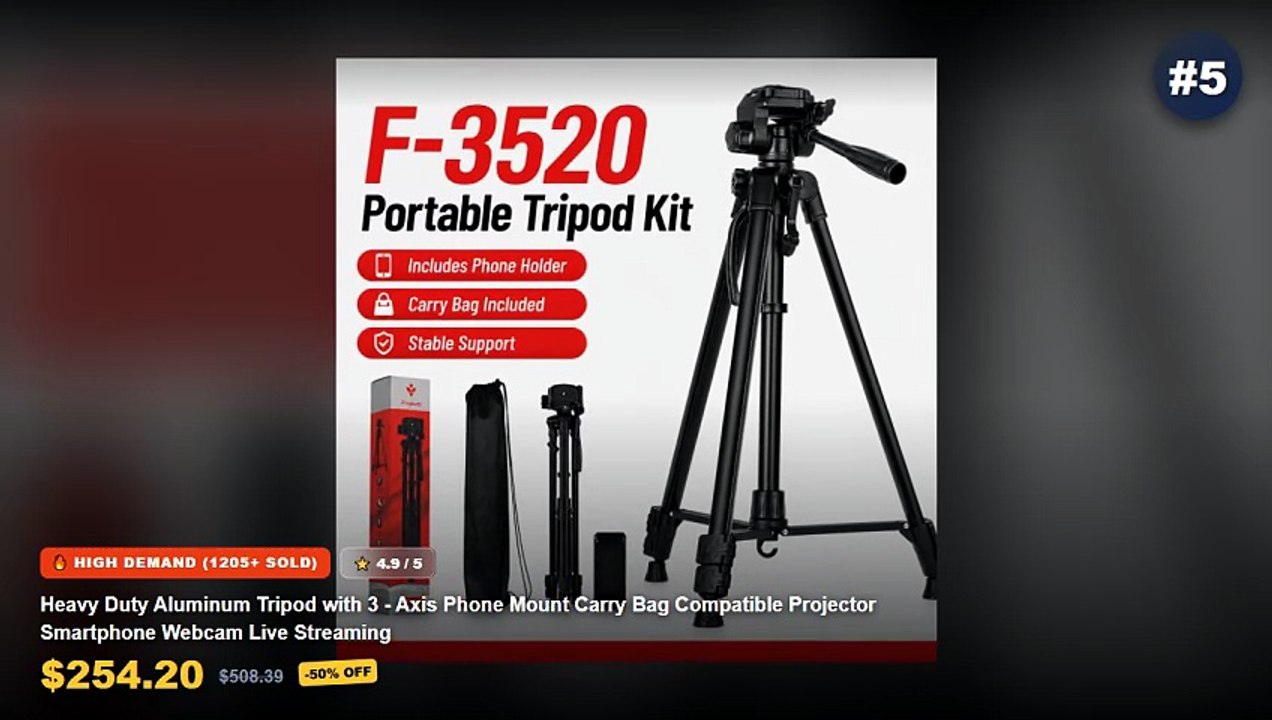 Why Everyone Is Buying Heavy Duty Webcam - Heavy Duty Aluminum Tripod with 3 Axis Phone Mount Carry Bag Compatible Proje...
