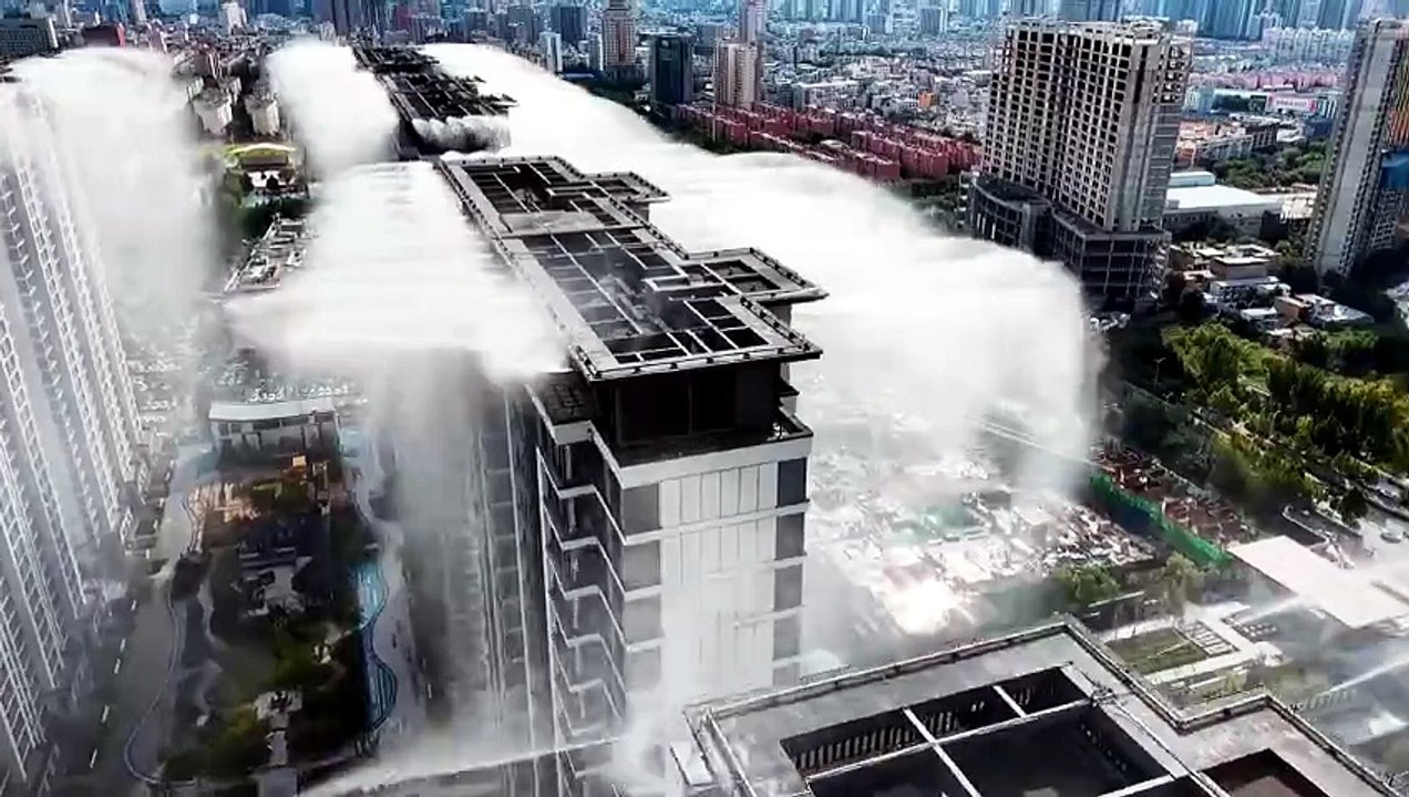 Lluvia artificial en edificios de China reduce el calor