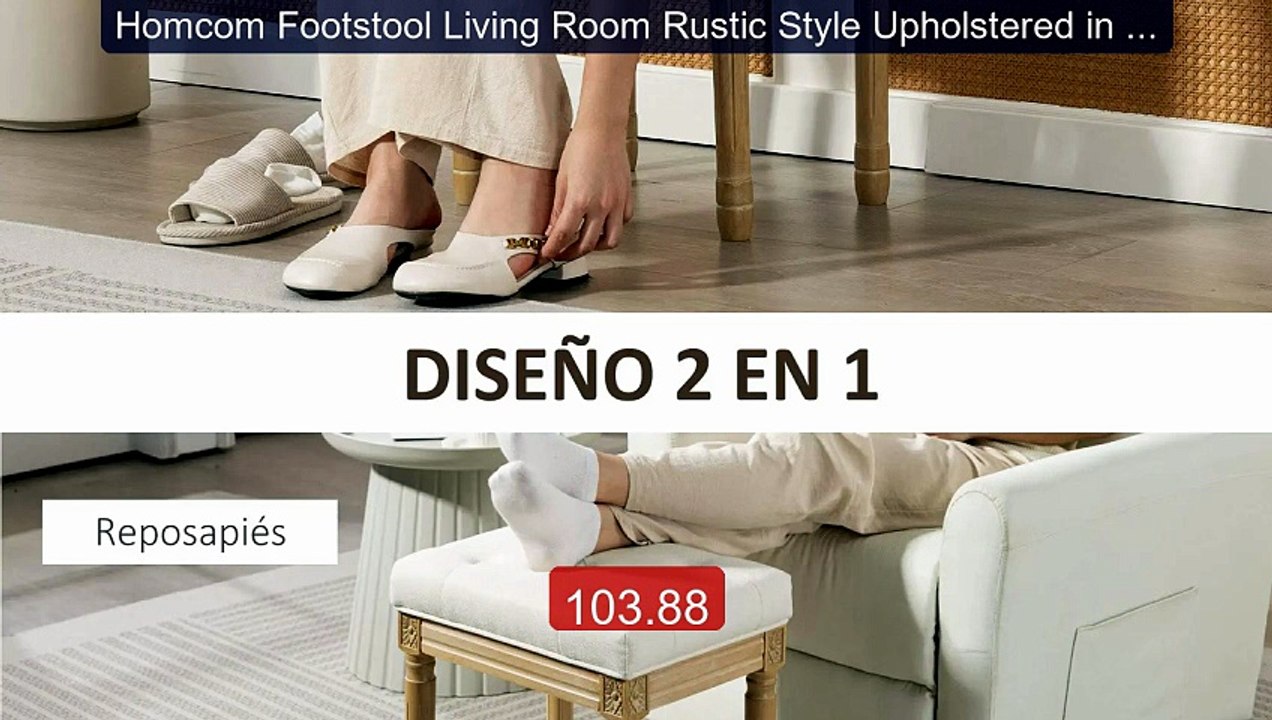 Homcom Footstool Living Room Rustic Style Upholstered in Synth... -- Hot Deal 2026 | Limited Offer!