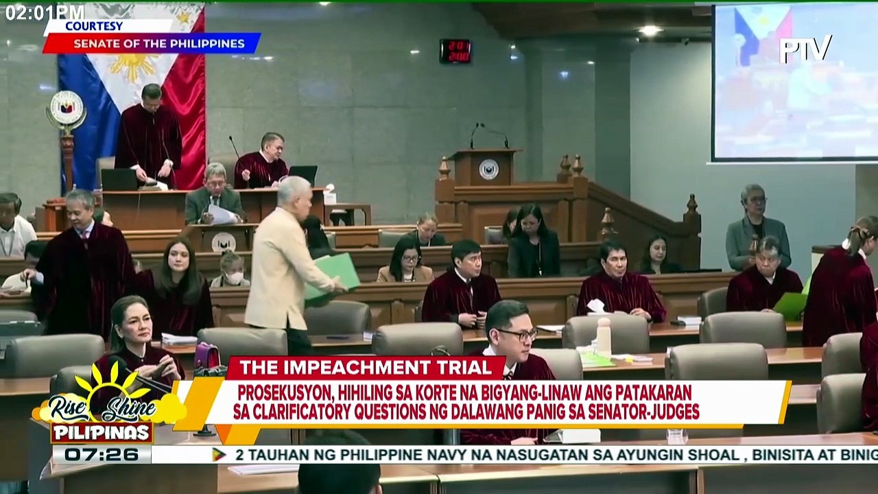 Prosekusyon, hihiling sa korte na bigyang-linaw ang patakaran sa clarificatory questions ng dalawang panig sa Senator-Judges | ulat ni Vel Custodio