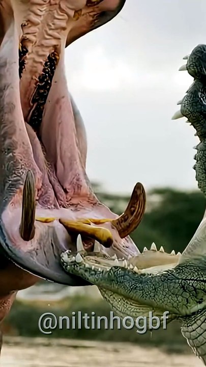 Batalha Épica entre Hipopótamo e Crocodilo #viral #animals #selvagem #wildlife  #zoo