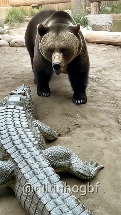 Brown Bear vs Crocodile The Epic Battle #shorts #shortvideo #zoo #wildlife