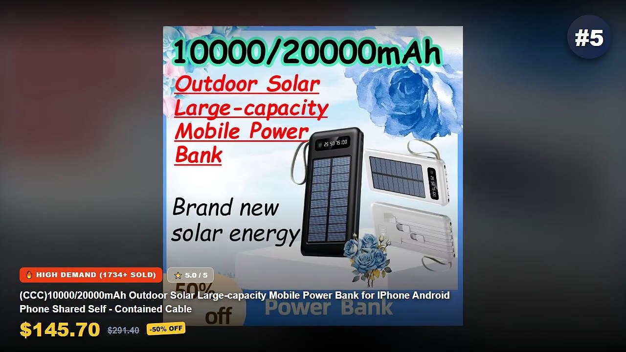 Best Solar Powered Microphone on AliExpress | Review - CCC 10000/20000mAh Outdoor Solar Large capacity Mobile Power Bank...