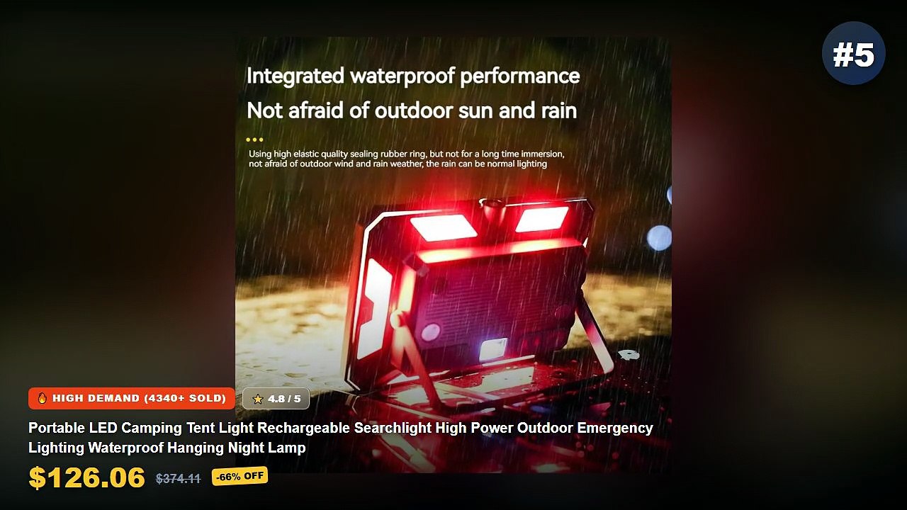 Ultimate Guide to the Best Camping Tent Waterproof - Portable LED Camping Tent Light Rechargeable Searchlight High Power...