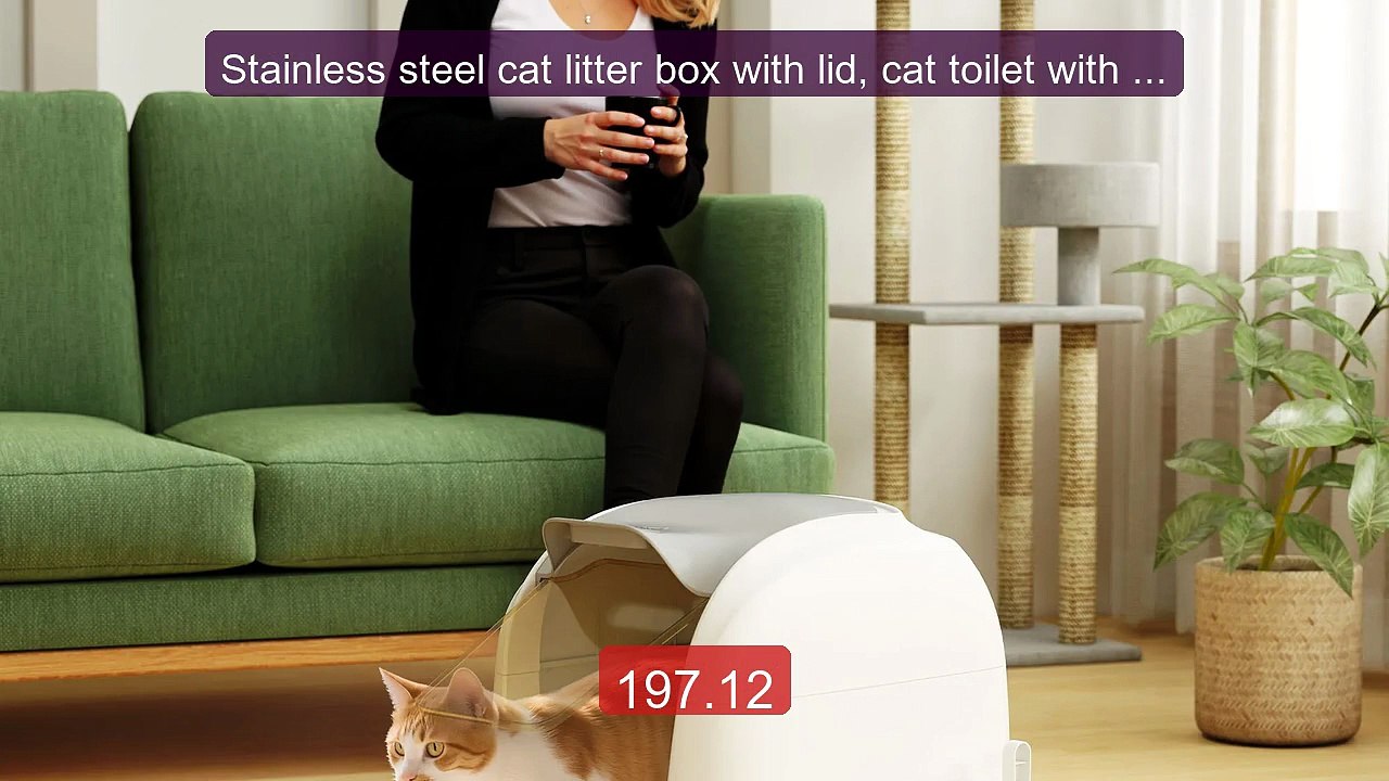 Stainless steel cat litter box with lid, cat toilet with tray... -- Amazing Value 2026 | Must Have!