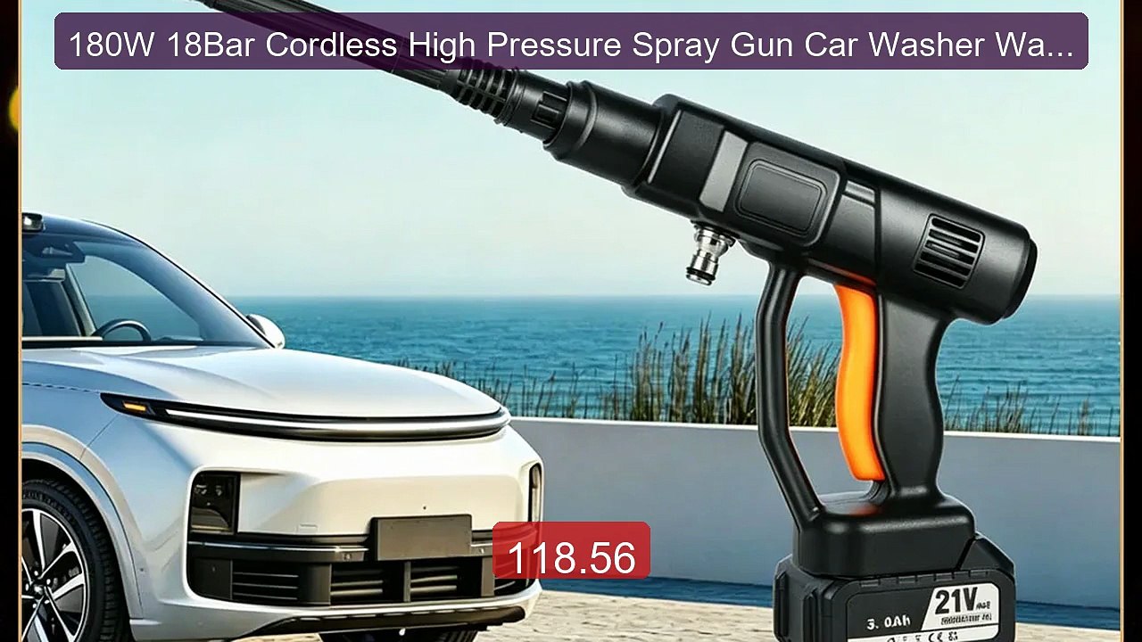 180W 18Bar Cordless High Pressure Spray Gun Car Washer Washing... -- Best Buy 2026 | Great Quality!