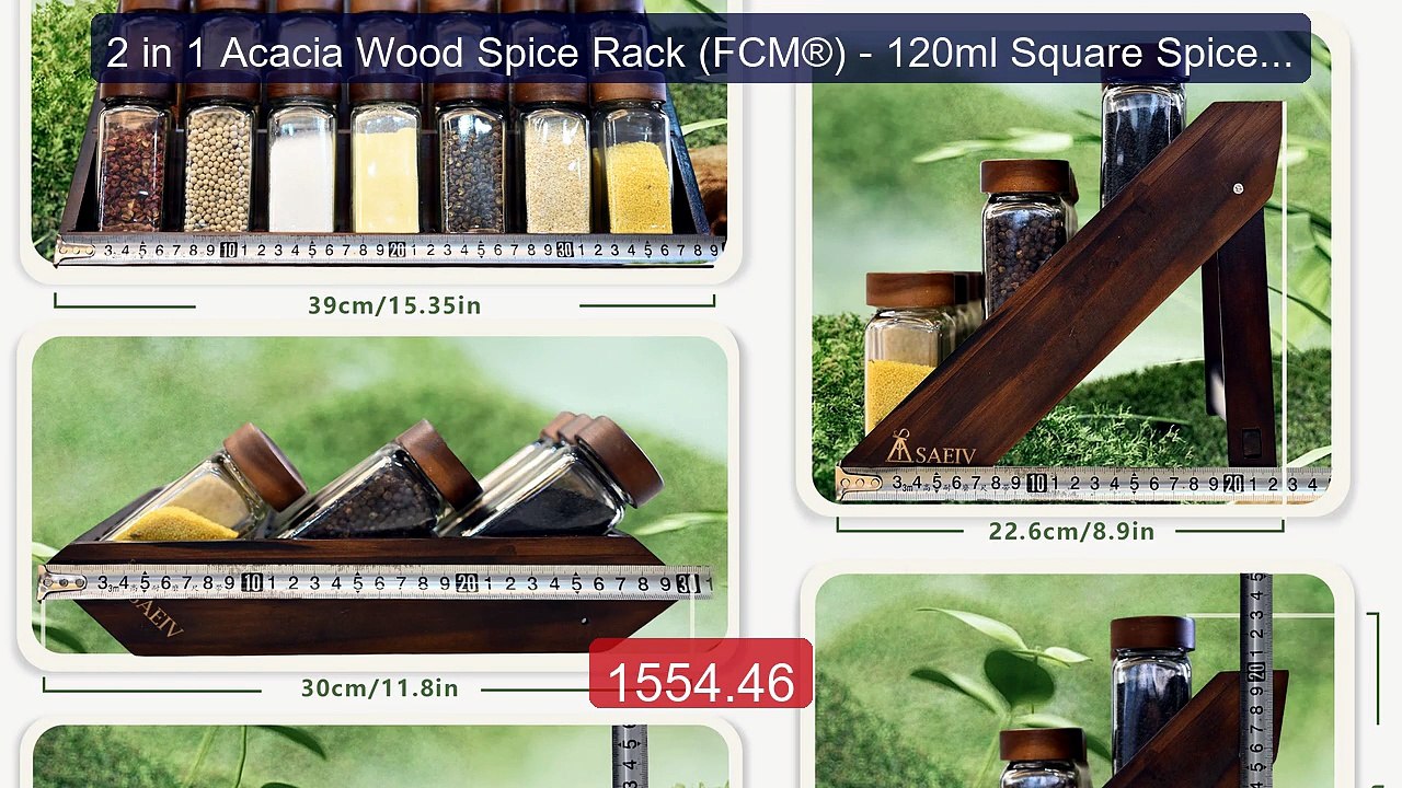 2 in 1 Acacia Wood Spice Rack (FCM®) - 120ml Square Spice Jars with... -- Top Rated 2026 | Buy Now!