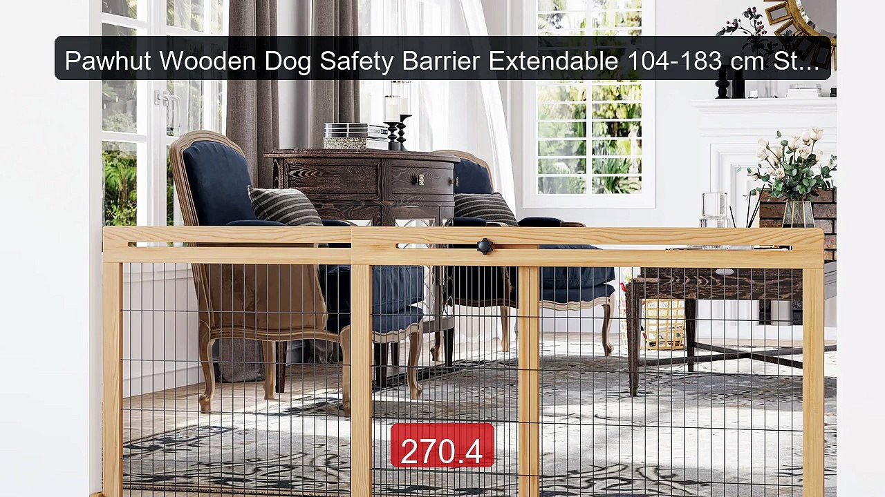 Pawhut Wooden Dog Safety Barrier Extendable 104-183 cm Stair Gate -- Top Rated 2026 | Buy Now!