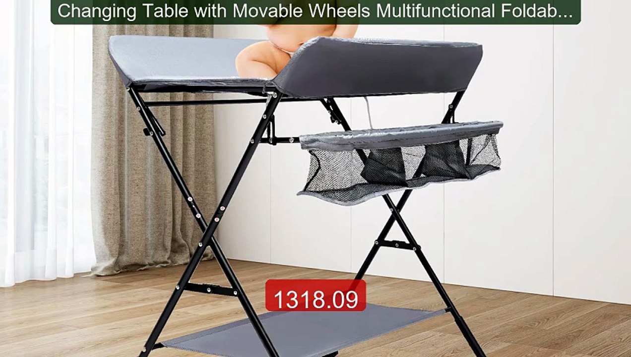 Changing Table with Movable Wheels Multifunctional Foldable Ch... -- Best Buy 2026 | Great Quality!