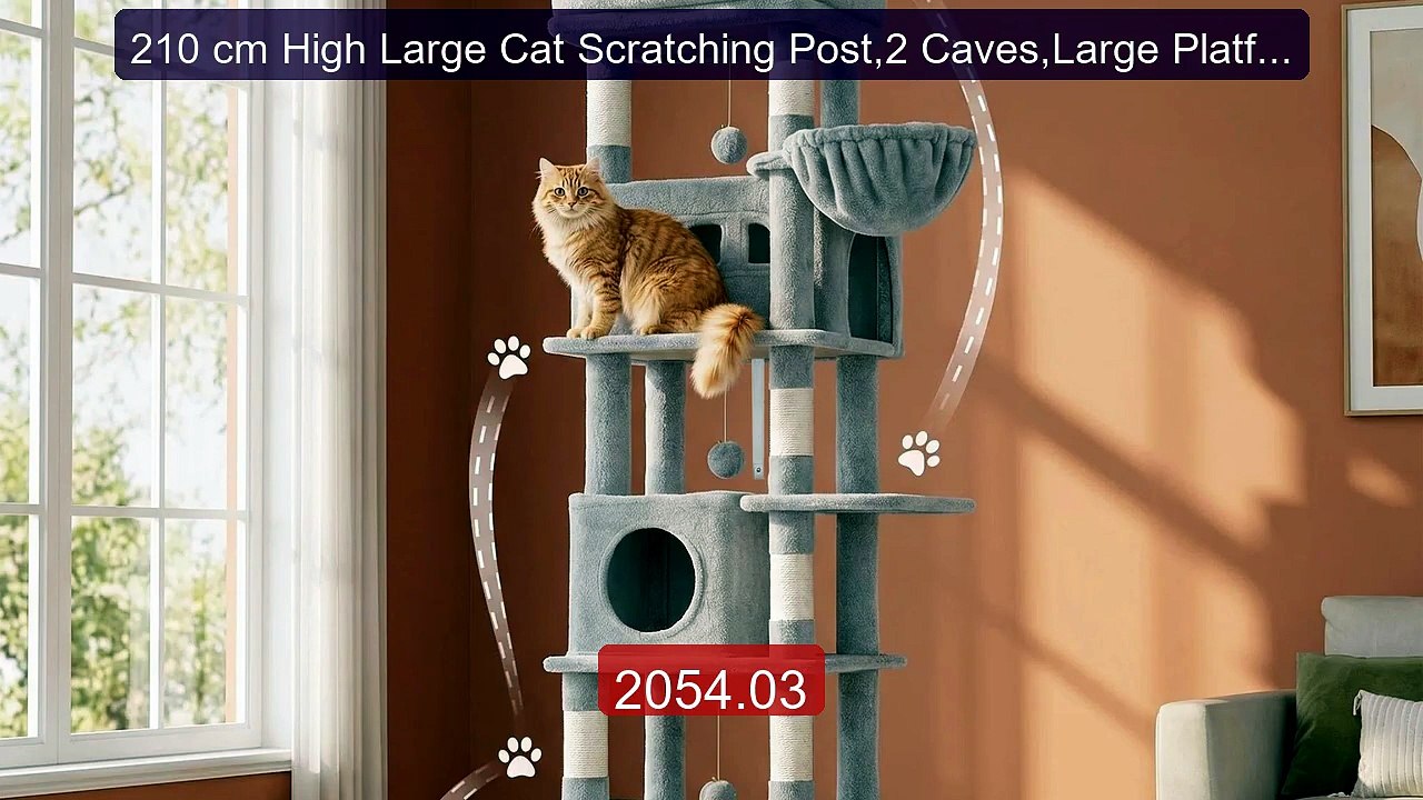 210 cm High Large Cat Scratching Post,2 Caves,Large Platforms,Hamm... -- Best Deal 2026 | Shop Now!