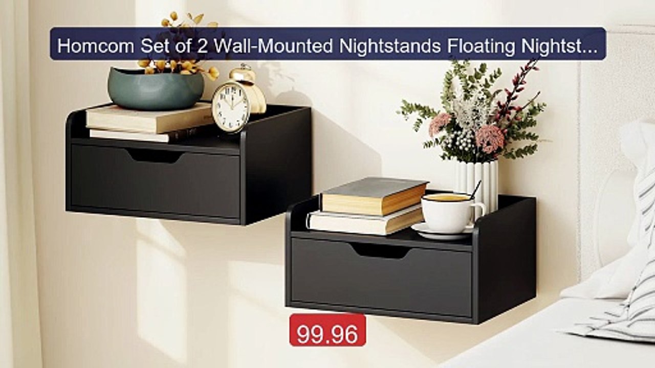 Homcom Set of 2 Wall-Mounted Nightstands Floating Nightstands with ... -- Top Rated 2026 | Buy Now!