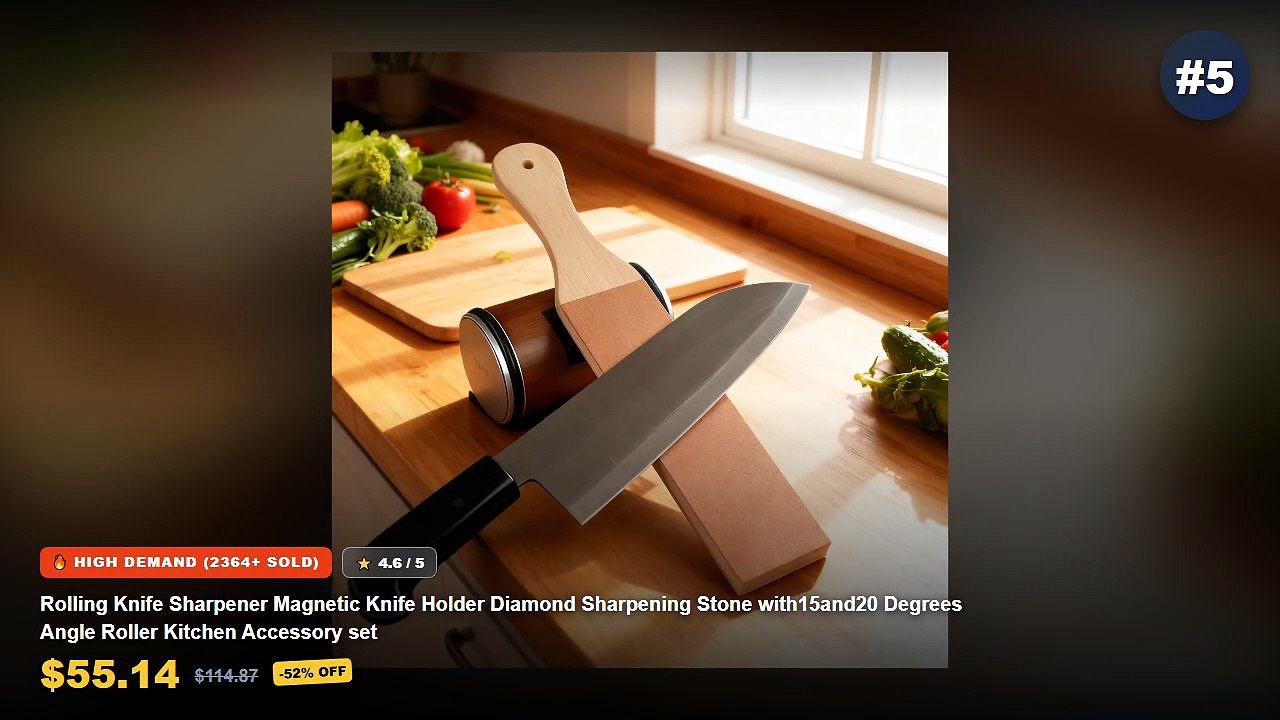 Ultimate Guide to the Best Knife Sharpener For Beginners - Rolling Knife Sharpener Magnetic Knife Holder Diamond Sharpen...