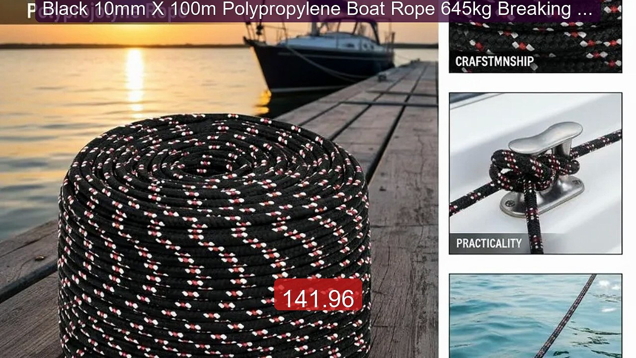 Black 10mm X 100m Polypropylene Boat Rope 645kg Breaking St... -- Top Pick 2026 | Unbeatable Price!