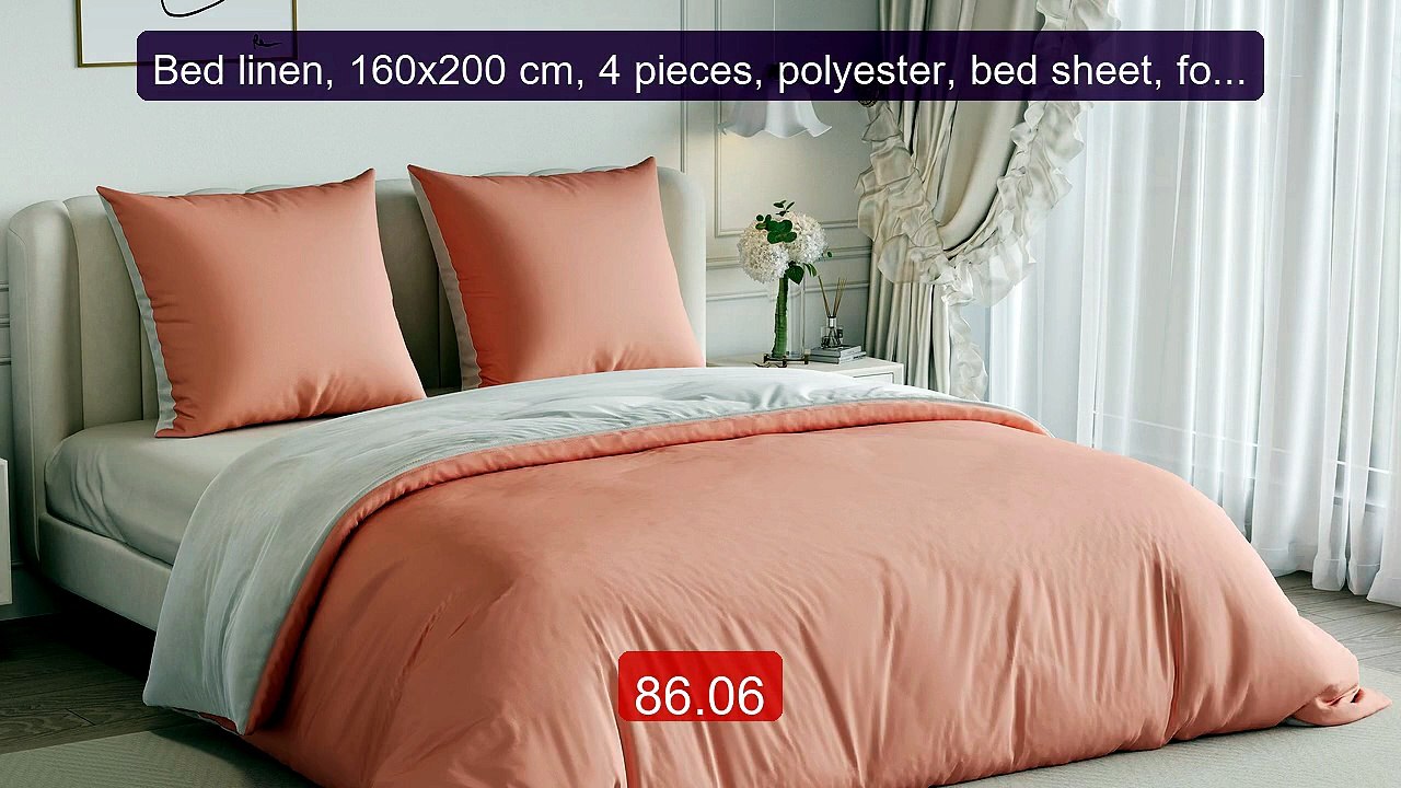 Bed linen, 160x200 cm, 4 pieces, polyester, bed sheet, for adu... -- Best Buy 2026 | Great Quality!