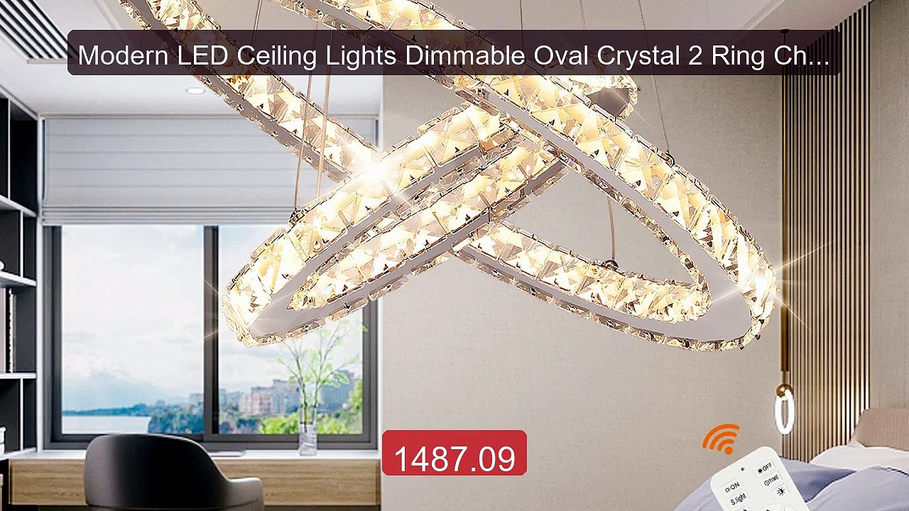 Modern LED Ceiling Lights Dimmable Oval Crystal 2 Ring Chandelier C... -- Top Rated 2026 | Buy Now!