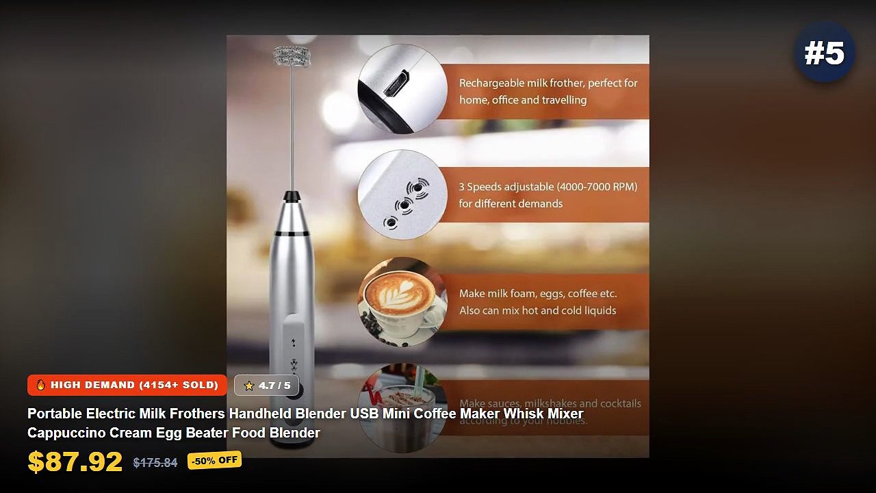 Portable Coffee Maker: Top 5 Best Sellers - Portable Electric Milk Frothers Handheld Blender USB Mini Coffee Maker Whisk...