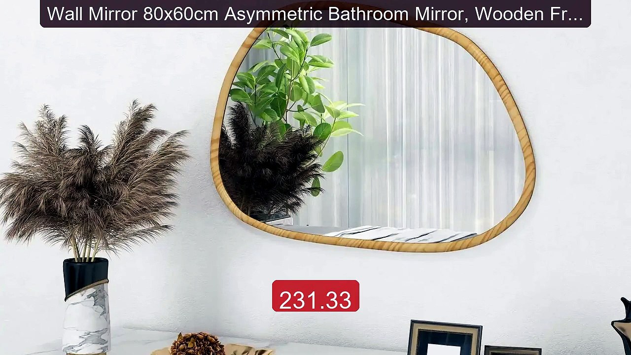 Wall Mirror 80x60cm Asymmetric Bathroom Mirror, Wooden Frame, Anti-... -- Top Rated 2026 | Buy Now!