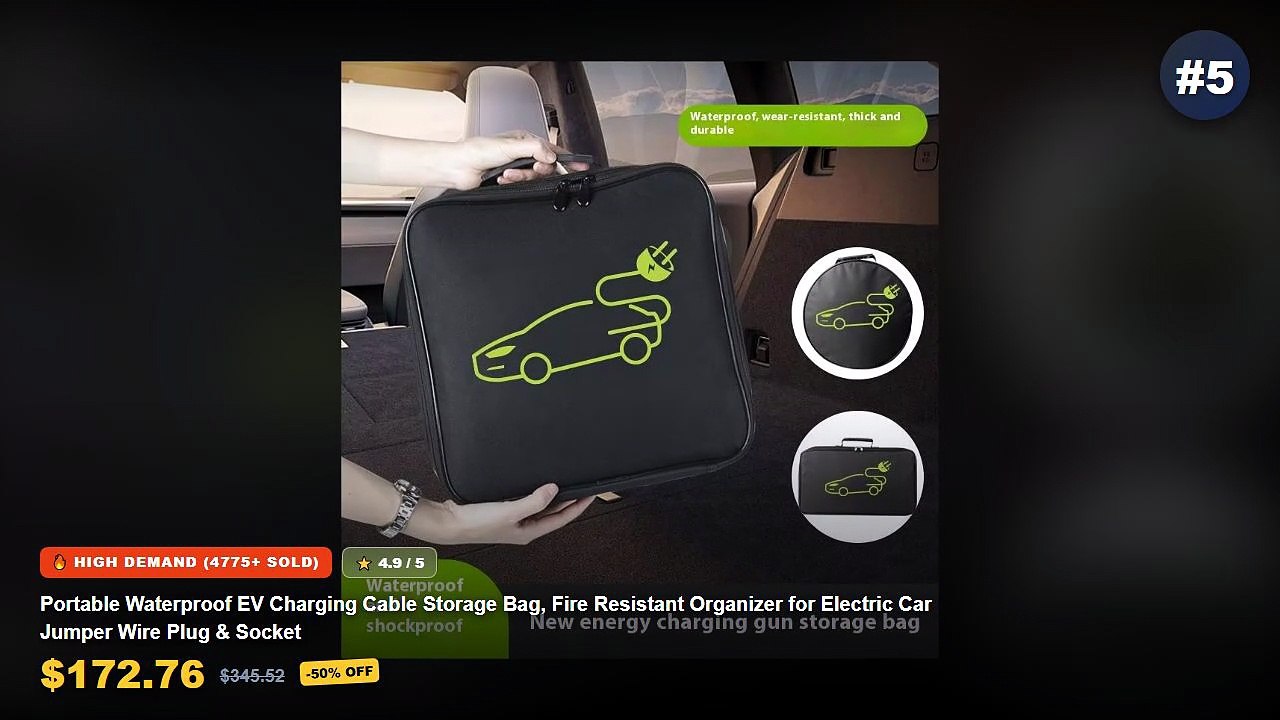 Why Everyone Is Buying Electric Car Organizer - Portable Waterproof EV Charging Cable Storage Bag, Fire Resistant Organi...