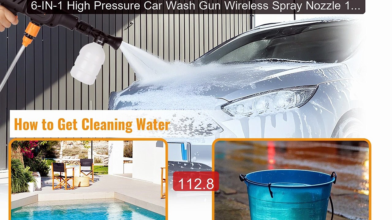 6-IN-1 High Pressure Car Wash Gun Wireless Spray Nozzle 1200m... -- Amazing Value 2026 | Must Have!