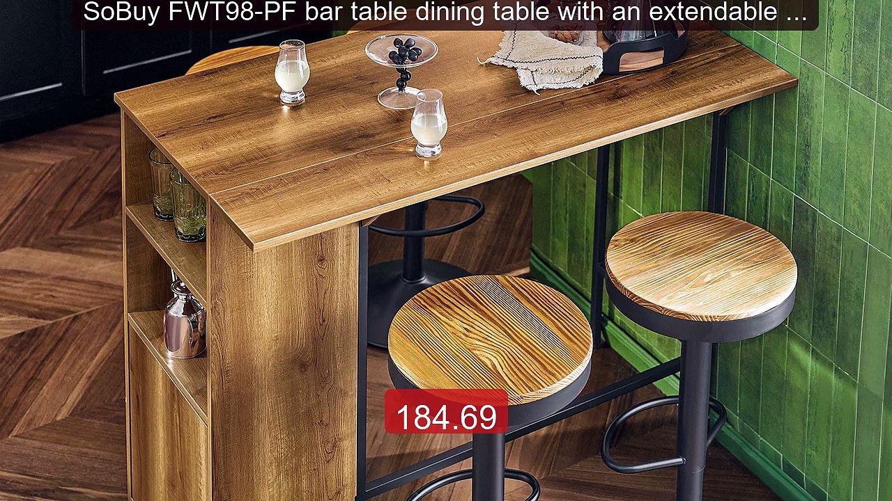 SoBuy FWT98-PF bar table dining table with an extendable work ... -- Hot Deal 2026 | Limited Offer!