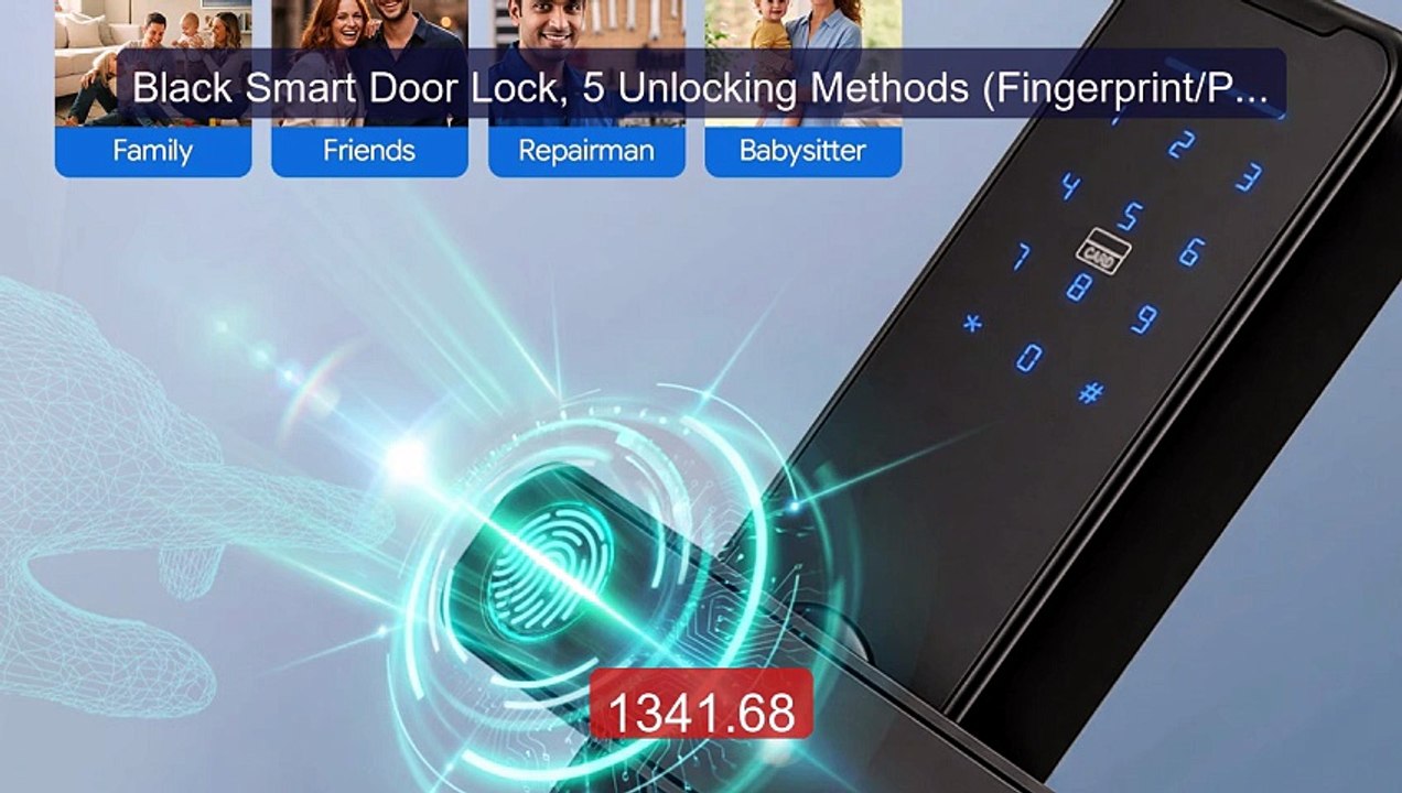 Black Smart Door Lock, 5 Unlocking Methods (Fingerprint/Passwo... -- Hot Deal 2026 | Limited Offer!