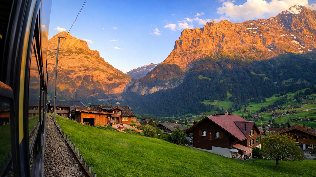 Train Ride to Grindelwald Switzerland 4K 60fps