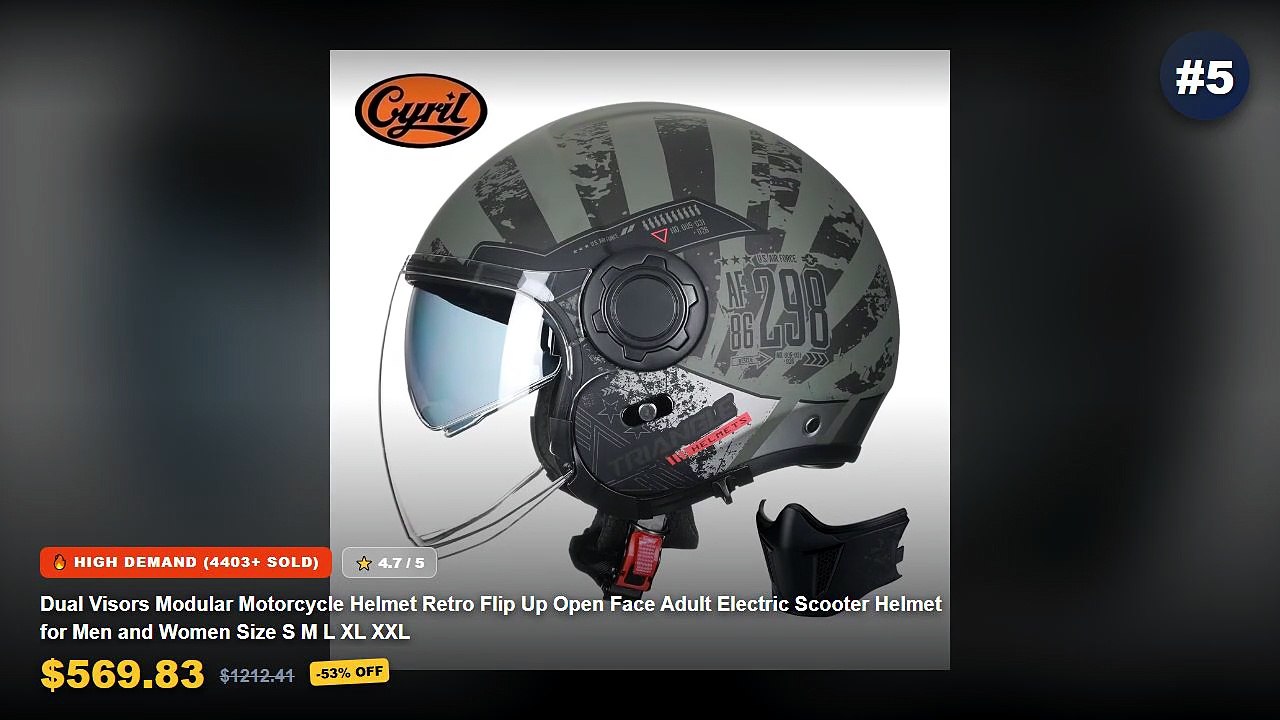 Ultimate Guide to the Best Electric Helmet Visor - Dual Visors Modular Motorcycle Helmet Retro Flip Up Open Face Adult E...