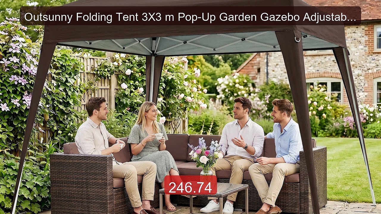 Outsunny Folding Tent 3X3 m Pop-Up Garden Gazebo Adjustable Height... -- Best Deal 2026 | Shop Now!