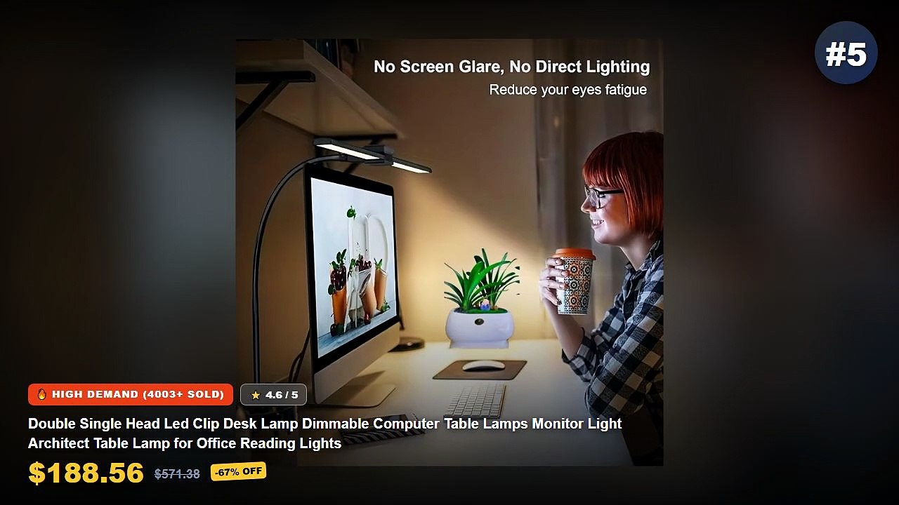 Top 5 Best Aesthetic Desk Lamp (Must Have!) - Double Single Head Led Clip Desk Lamp Dimmable Computer Table Lamps Monito...