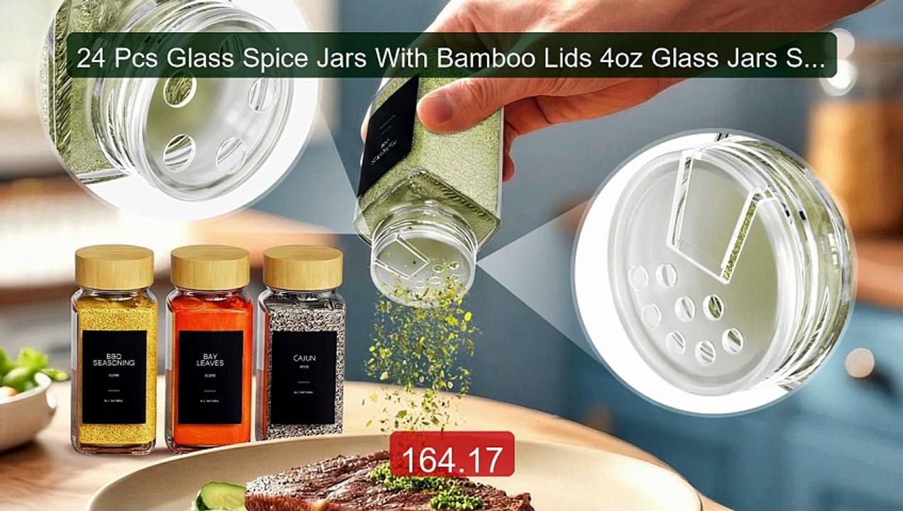 24 Pcs Glass Spice Jars With Bamboo Lids 4oz Glass Jars Spice... -- Amazing Value 2026 | Must Have!