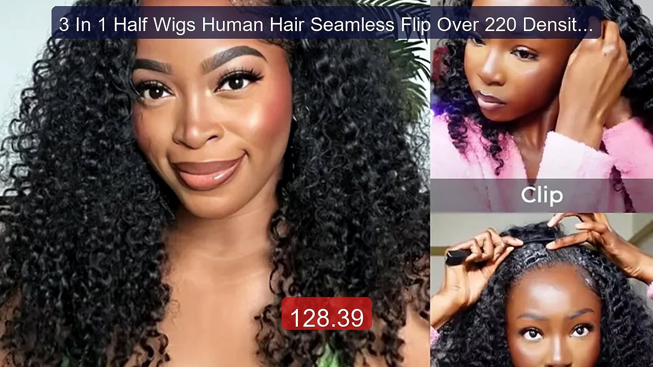 3 In 1 Half Wigs Human Hair Seamless Flip Over 220 Density Dee... -- Best Buy 2026 | Great Quality!
