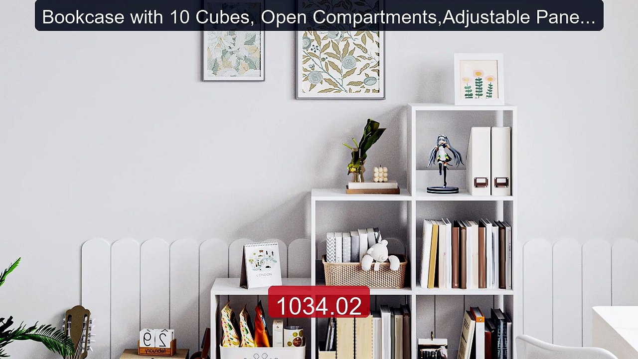 Bookcase with 10 Cubes, Open Compartments,Adjustable Panels... -- Top Pick 2026 | Unbeatable Price!