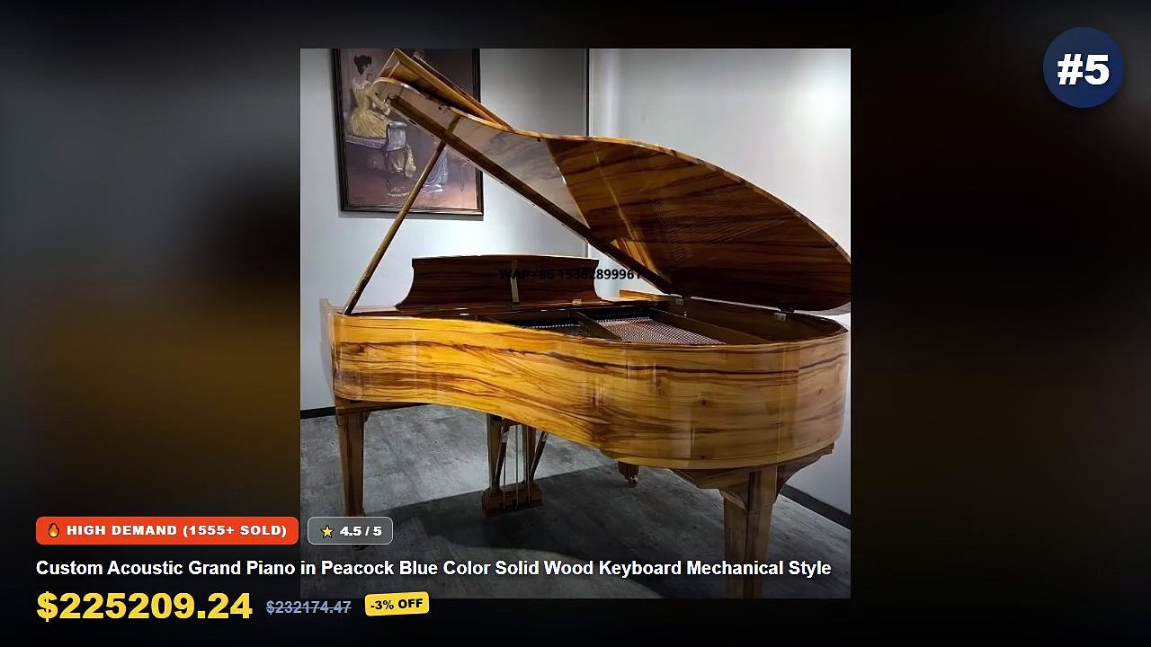 Amazing Mechanical Keyboard For Beginners You Need To See - Custom Acoustic Grand Piano in Peacock Blue Color Solid Wood...