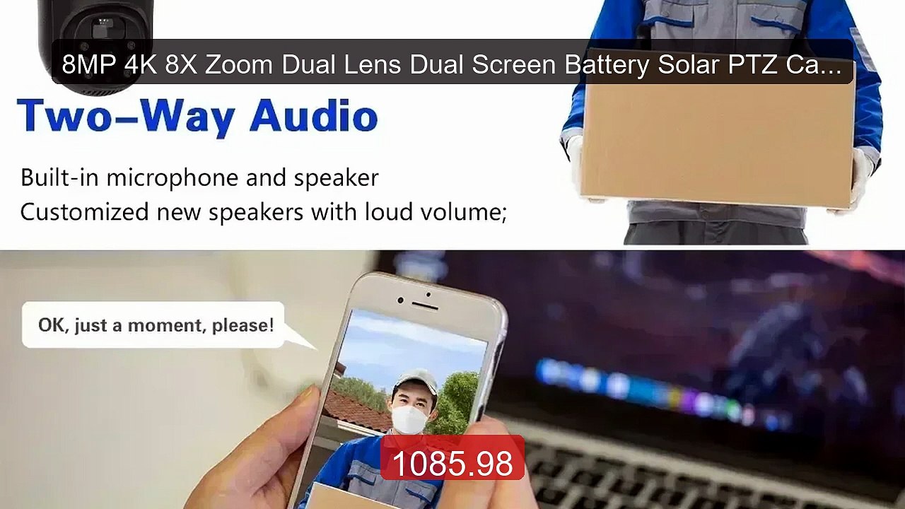 8MP 4K 8X Zoom Dual Lens Dual Screen Battery So...