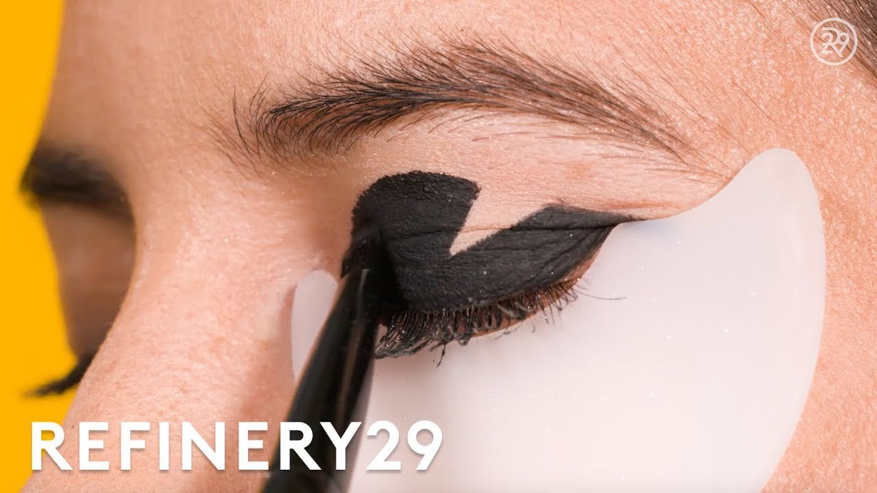 Geometric Cut-Out Winged Eyeliner Tutorial | Short Cuts | Refinery29