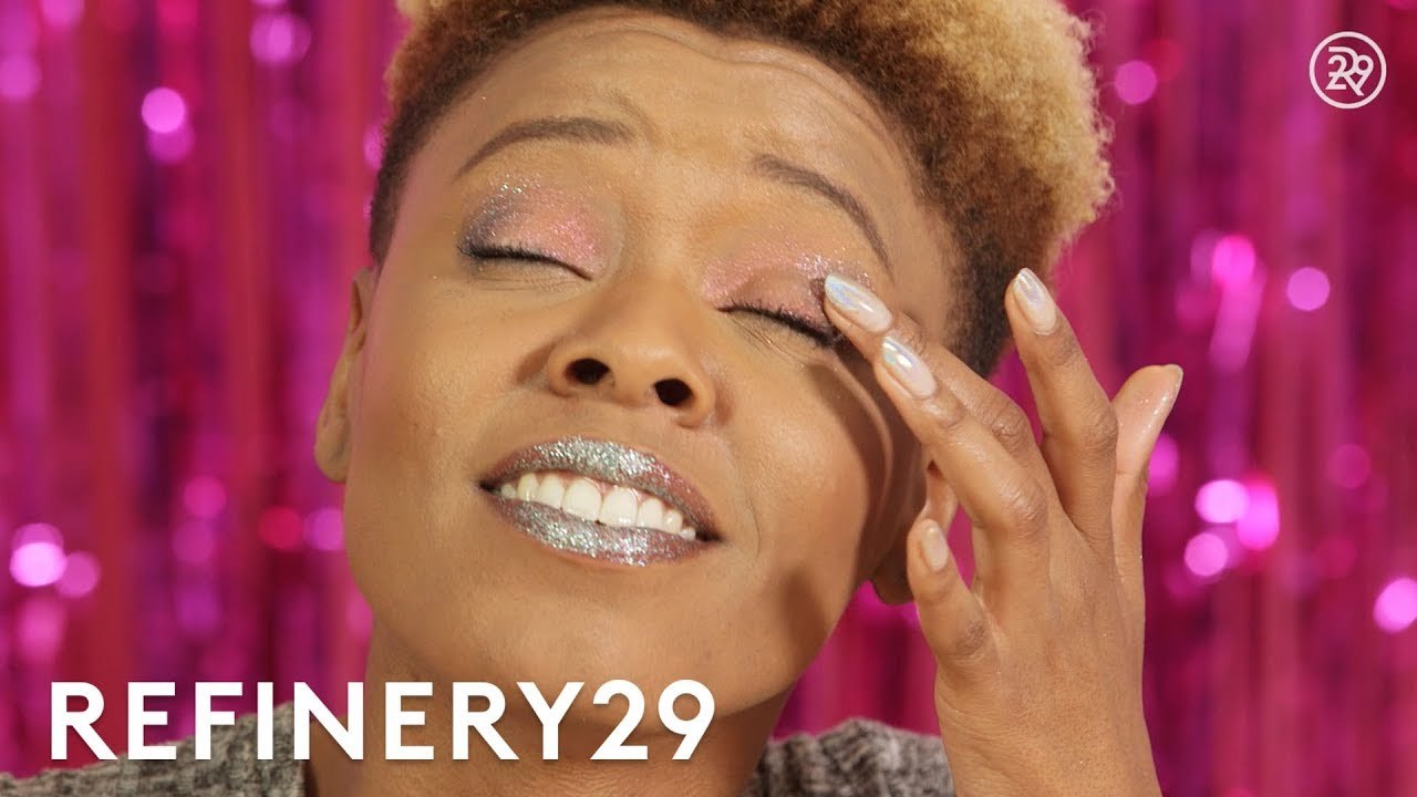 No Mirror Makeup Challenge Using Glitter | Try This Challenge | Refinery29