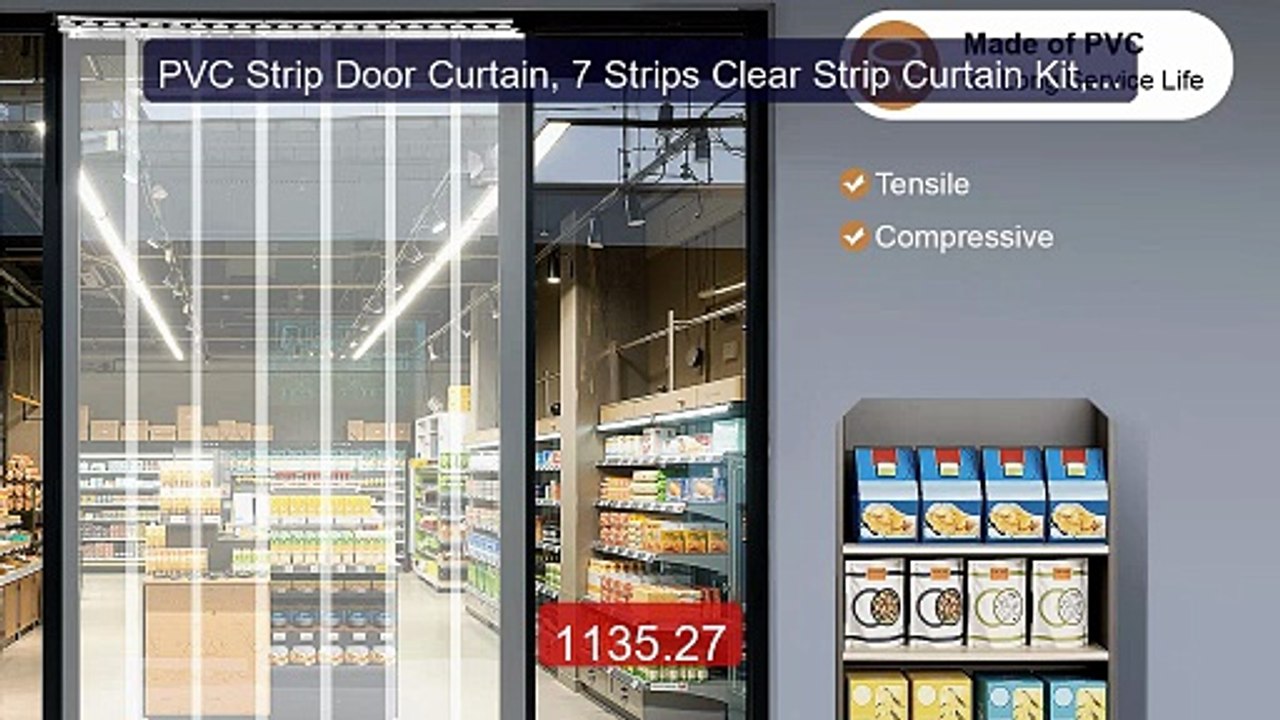 PVC Strip Door Curtain, 7 Strips Clear Strip Curtain Kit, Indu... -- Hot Deal 2026 | Limited Offer!