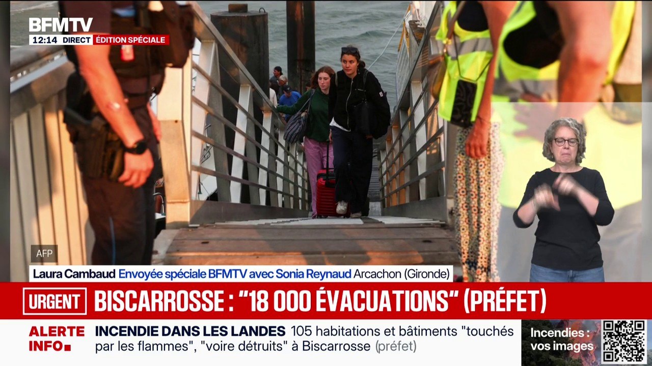 Incendie en Gironde: 1.300 personnes évacuées par voie maritime jusqu'à Arcachon