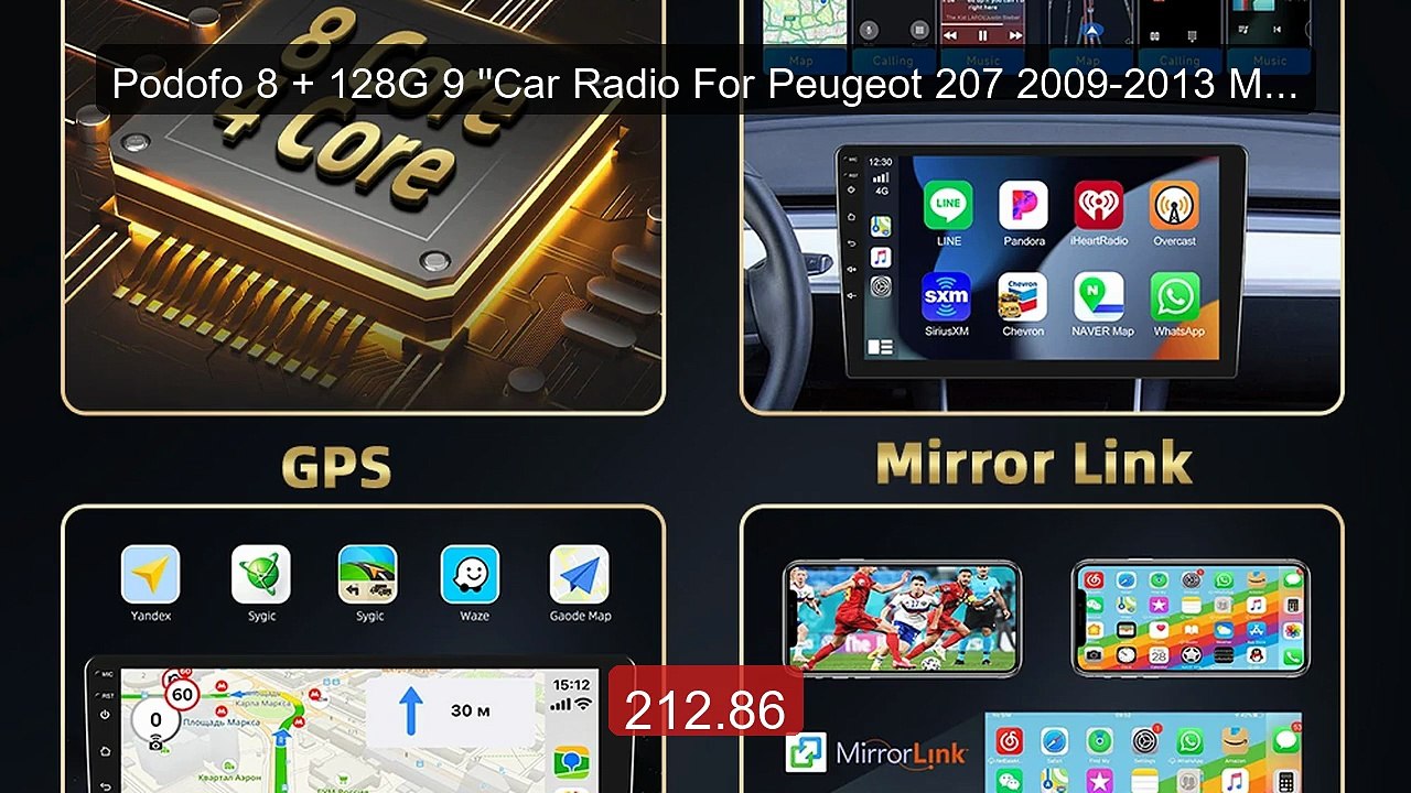Podofo 8 + 128G 9 ''Car Radio For Peugeot 207 2009-2013 Multimedia... -- Best Deal 2026 | Shop Now!